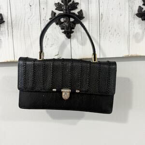 Brighton Black Leather Clutch Bag Gold Hardware EUC Missing Strap